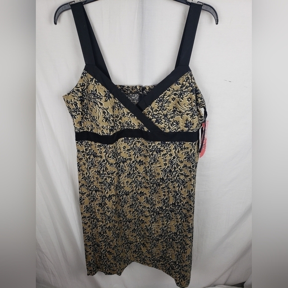 NWT R&K Originals Black and Taupe Floral Sleeveless Dress Sz 16 - Picture 2 of 12